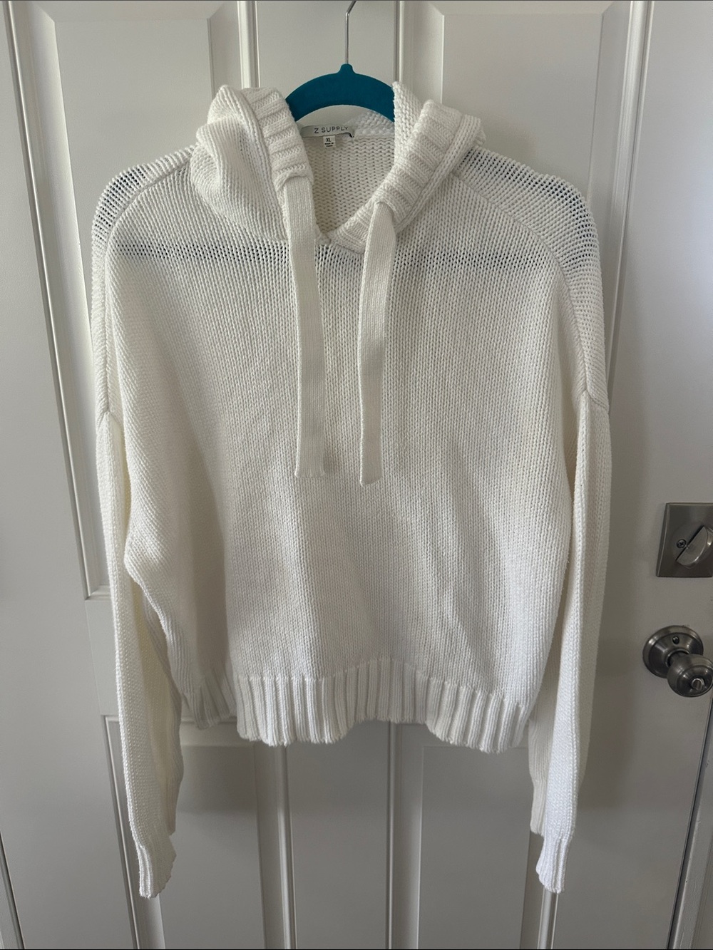 Z Supply Cream Knit Hooded Sweater